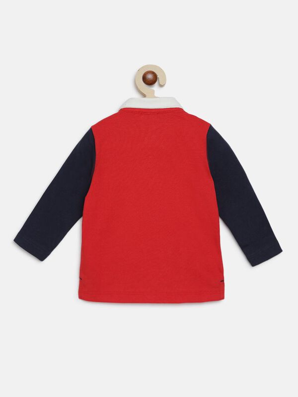 Boys Polo Long Sleeve T-Shirt With Print - Firetruck Graphic image number 1